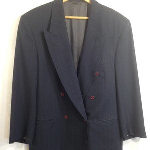 Fellini Uomo Men's Black Pinstripe Blazer Wool